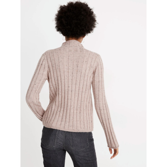 Madewell Donegal Evercrest Mock Turtleneck Sweater in Coziest Yarn Small Pink - Picture 2 of 8